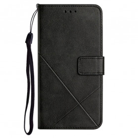 iPhone 13 Style Geometrische Lederhülle mit Trageriemen