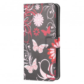 Motorola Edge 20 Lite Hülle Schmetterlinge und Blumen
