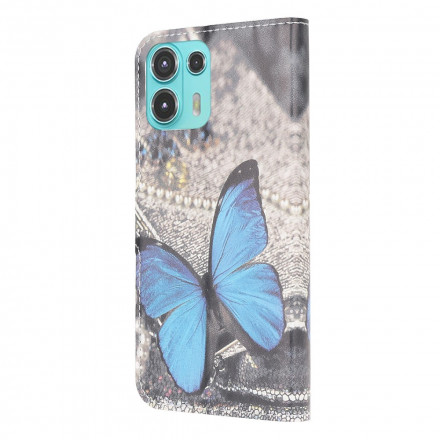 Motorola Edge 20 Lite Hülle Schmetterling Blau