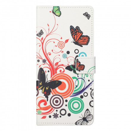 Motorola Edge 20 Pro Hülle Schmetterlinge und Blumen