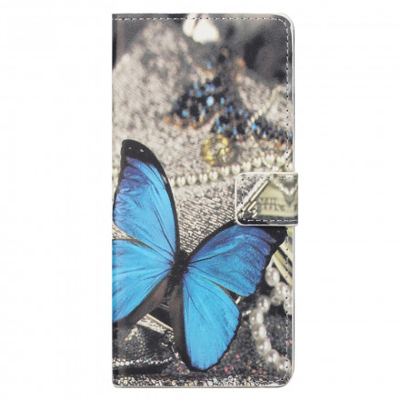 Motorola Edge 20 Pro Tasche Schmetterling Blau