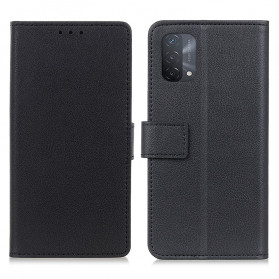 Oppo A54 5G / A74 5G Hülle aus glänzendem Leder-Effekt Einfach