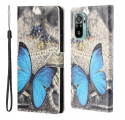 Xiaomi Redmi 10 Schmetterling Blau Tasche mit Riemen