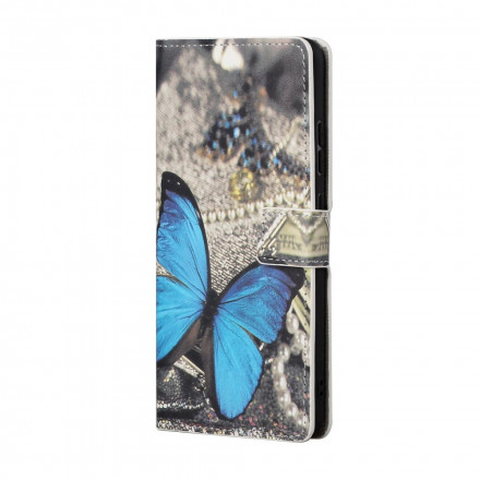 Xiaomi Redmi 10 Schmetterling Blau Riemchen Tasche