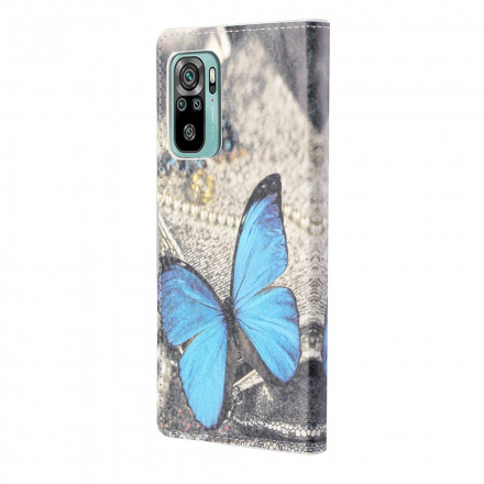 Xiaomi Redmi 10 Schmetterling Blau Riemchen Tasche