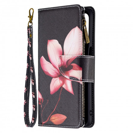 Tasche Oppo A54 5G / A74 5G Tasche mit Reißverschluss Blume