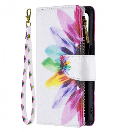 Tasche Oppo A54 5G / A74 5G Tasche mit Reißverschluss Blume