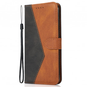Oppo A54 5G / A74 5G Kunstleder Zweifarbig Dreieck Tasche