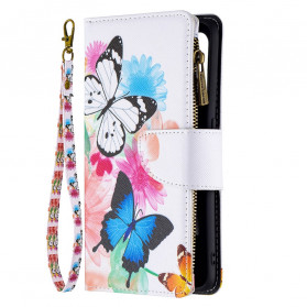 Tasche Oppo A94 5G Tasche mit Reißverschluss Schmetterlinge