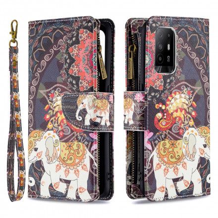 Oppo A94 5G Tasche mit Reißverschluss Elefant