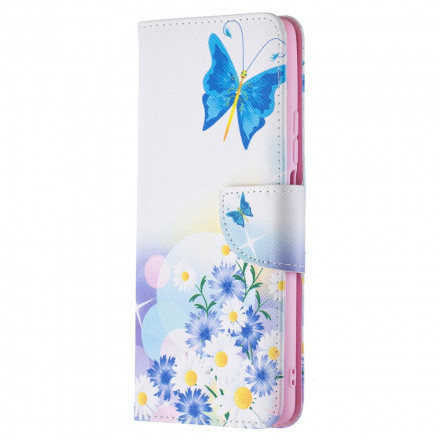 Xiaomi 11T / 11T Pro Hülle Gemalte Schmetterlinge und Blumen