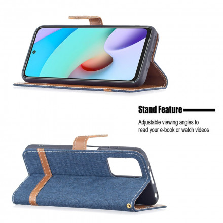 Xiaomi Redmi 10 Stoff und Lederoptik Tasche mit Riemen Xiaomi Redmi 10 Stoff und Lederoptik Tasche mit Riemen