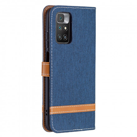 Xiaomi Redmi 10 Stoff und Lederoptik Tasche mit Riemen Xiaomi Redmi 10 Stoff und Lederoptik Tasche mit Riemen