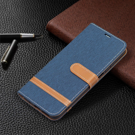 Xiaomi Redmi 10 Stoff und Lederoptik Tasche mit Riemen Xiaomi Redmi 10 Stoff und Lederoptik Tasche mit Riemen