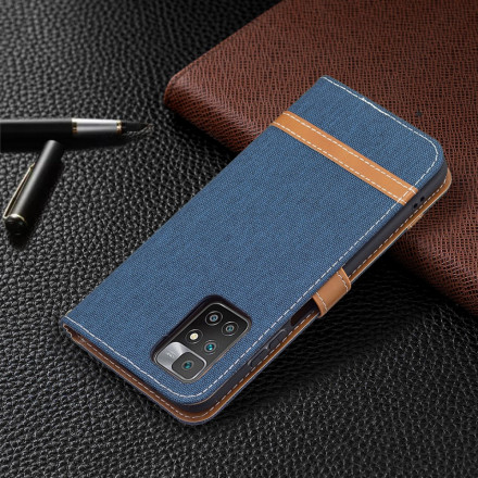 Xiaomi Redmi 10 Stoff und Lederoptik Tasche mit Riemen Xiaomi Redmi 10 Stoff und Lederoptik Tasche mit Riemen