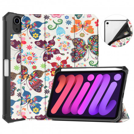 Smart Case iPad Mini 6 (2021) Stifthalter Vintage-Blumen