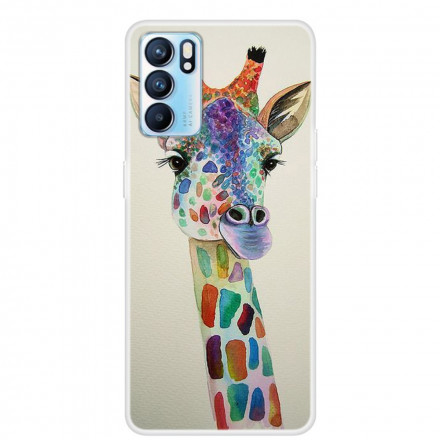 Oppo Reno 6 5G Giraffe Cover Farbig