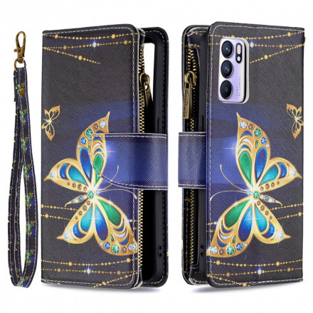 Oppo Reno 6 5G Tasche mit Reißverschluss Schmetterlinge