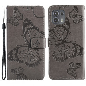 Motorola Edge 20 Lite Hülle Riesige Schmetterlinge mit Riemen