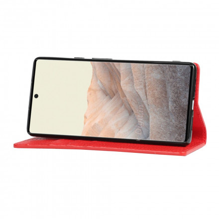 Flip Cover Google Pixel 6 Echtleder Litchi mit Riemen Flip Cover Google Pixel 6 Echtleder Litchi mit Riemen