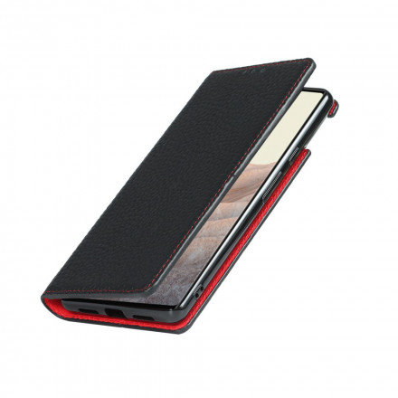 Flip Cover Google Pixel 6 Echtleder Litchi mit Riemen Flip Cover Google Pixel 6 Echtleder Litchi mit Riemen