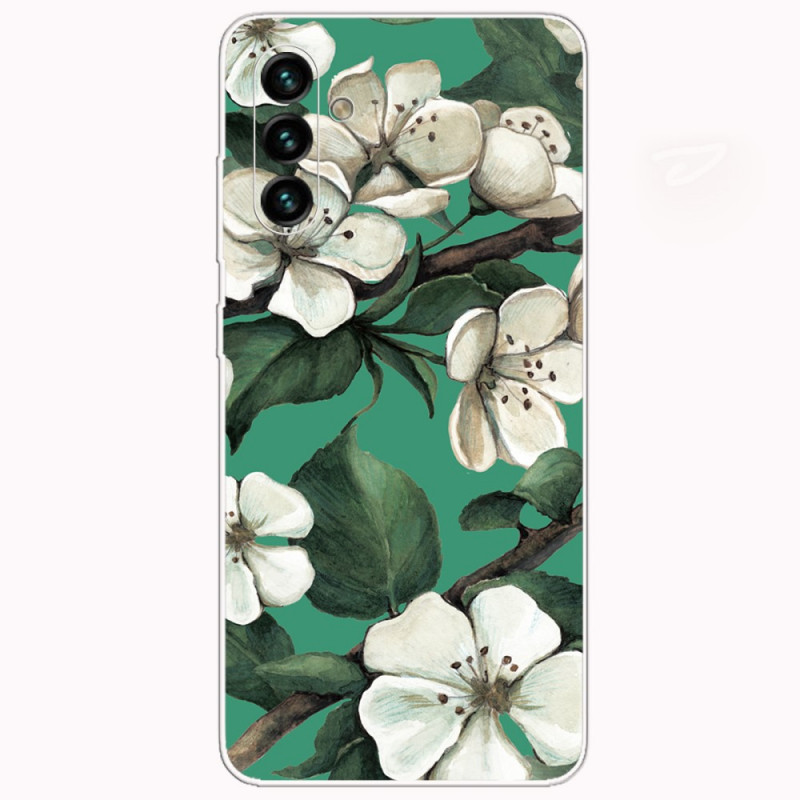 Samsung Galaxy A13 5G / A04s Cover Weiße Blumen Bemalt