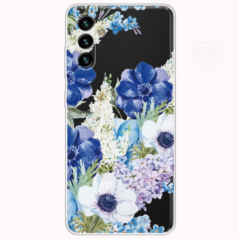 Samsung Galaxy A13 5G / A04s Cover Blaue Blumen Aquarell