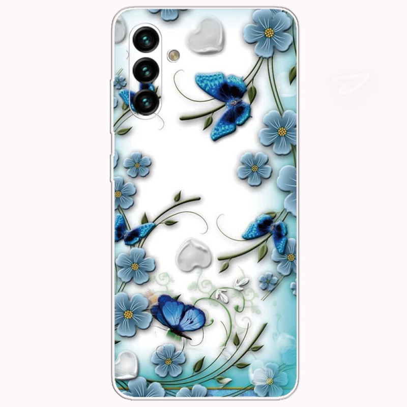 Samsung Galaxy A13 5G / A04s Retro Schmetterlinge und Blumen Cover