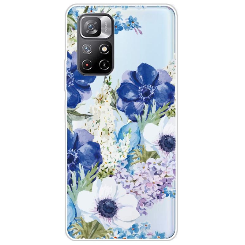 Hülle Poco M4 Pro 5G Blaue Blumen Aquarell