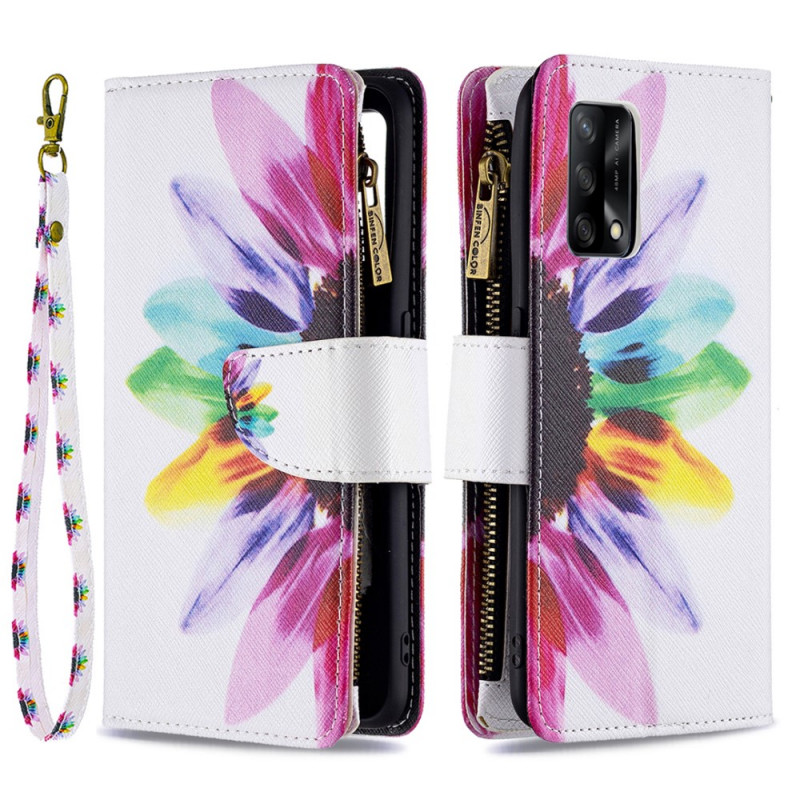 Tasche Oppo A74 4G Tasche mit Reißverschluss Blume