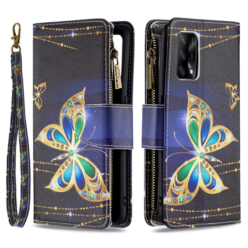 Tasche Oppo A74 4G Tasche mit Reißverschluss Schmetterlinge