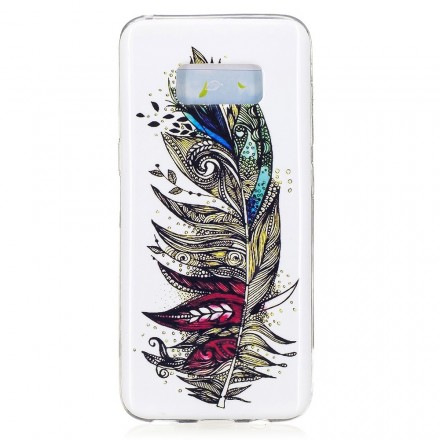 Samsung Galaxy S8 Tribal Feathers Cover Fluoreszierend