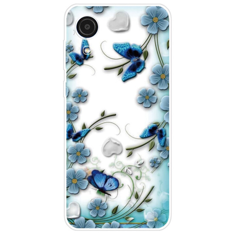 Samsung Galaxy A03 Core Cover Retro Schmetterlinge und Blumen