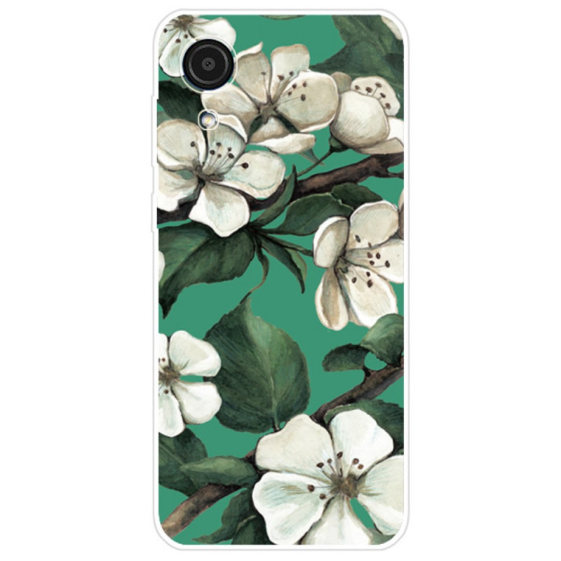 Samsung Galaxy A03 Core Cover Weiße Blumen Bemalt