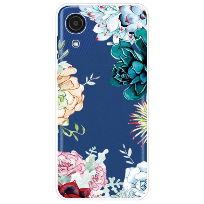 Samsung Galaxy A03 Core Cover Transparent Blaue Blumen Aquarell