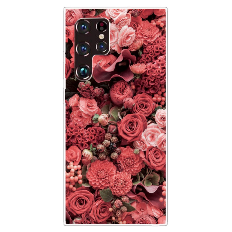 Samsung Galaxy S22 Ultra 5G Hülle Rosa Blumen