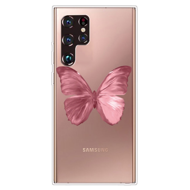 Samsung Galaxy S22 Ultra 5G Flexible Hülle Schmetterling Pink