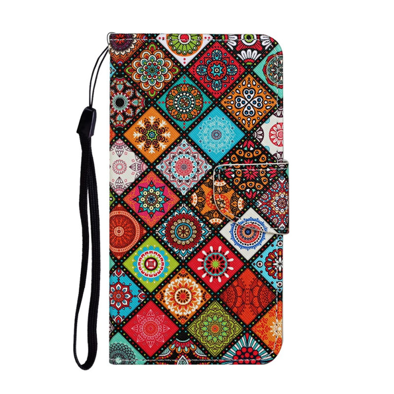 Samsung Galaxy S22 Ultra 5G Patchwork Mandalas Tasche mit Lanyard