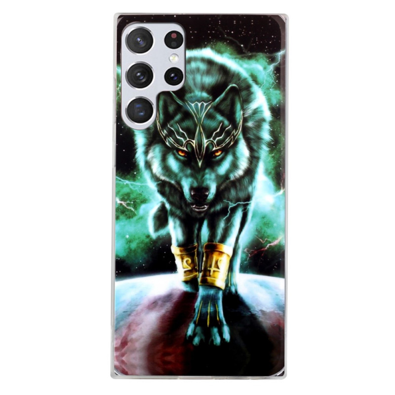 Samsung Galaxy S22 Ultra 5G Wolf Cover Fluoreszierend