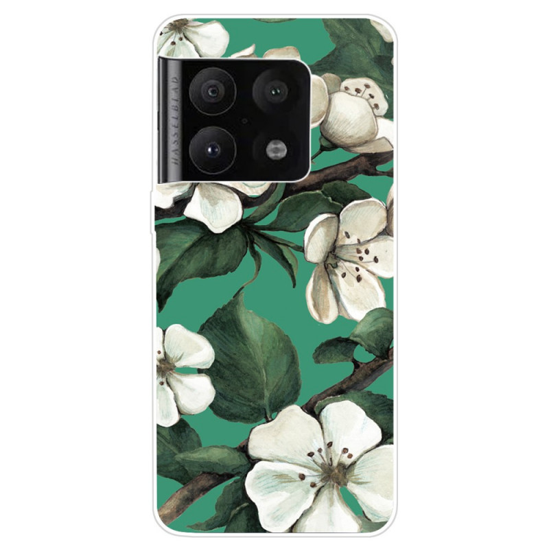 OnePlus 10 Pro 5G Cover Weiße Blumen Gemalt