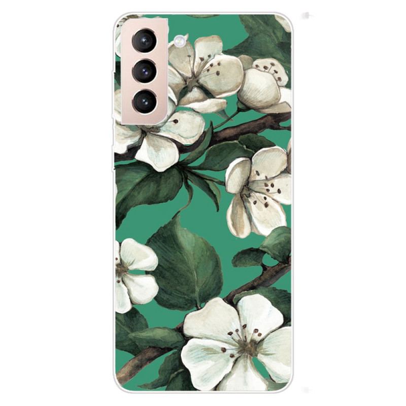 Samsung Galaxy S22 Plus 5G Cover Weiße Blumen Bemalt