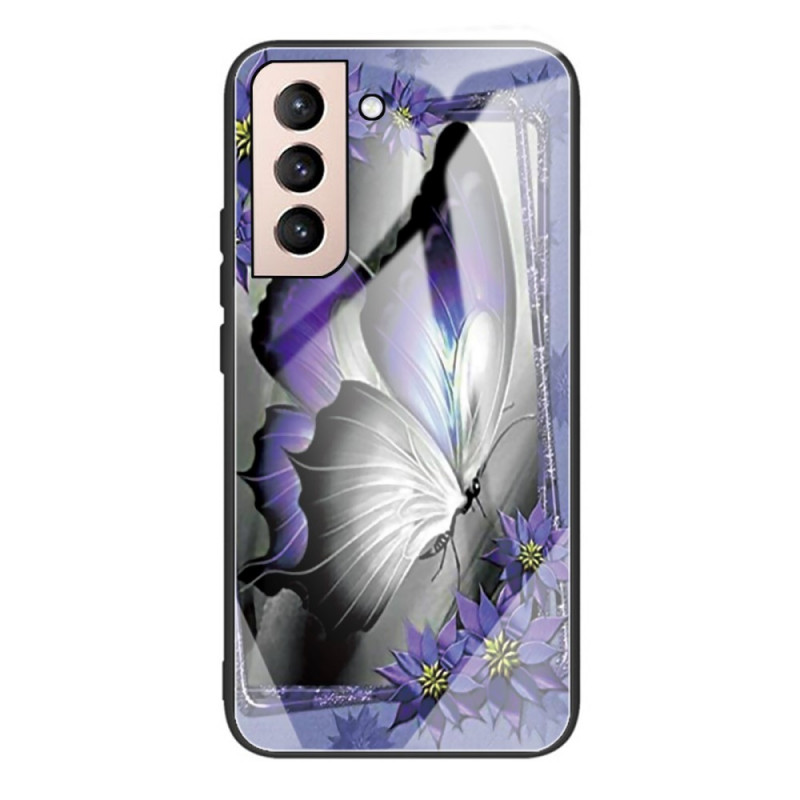 Samsung Galaxy S22 Plus 5G Panzerglas Cover Schmetterling Violett