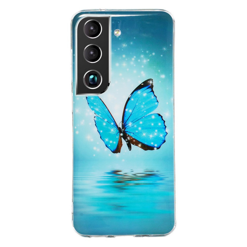 Samsung Galaxy S22 Plus 5G Cover Schmetterlinge Blau Fluoreszierend