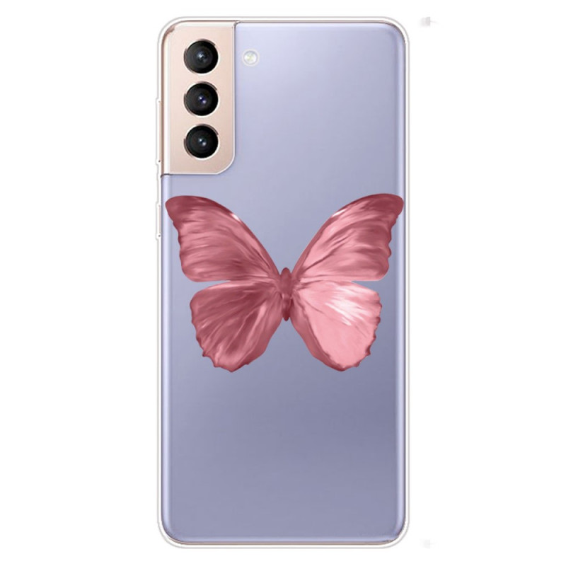 Samsung Galaxy S22 5G Flexible Hülle Schmetterling Rosa