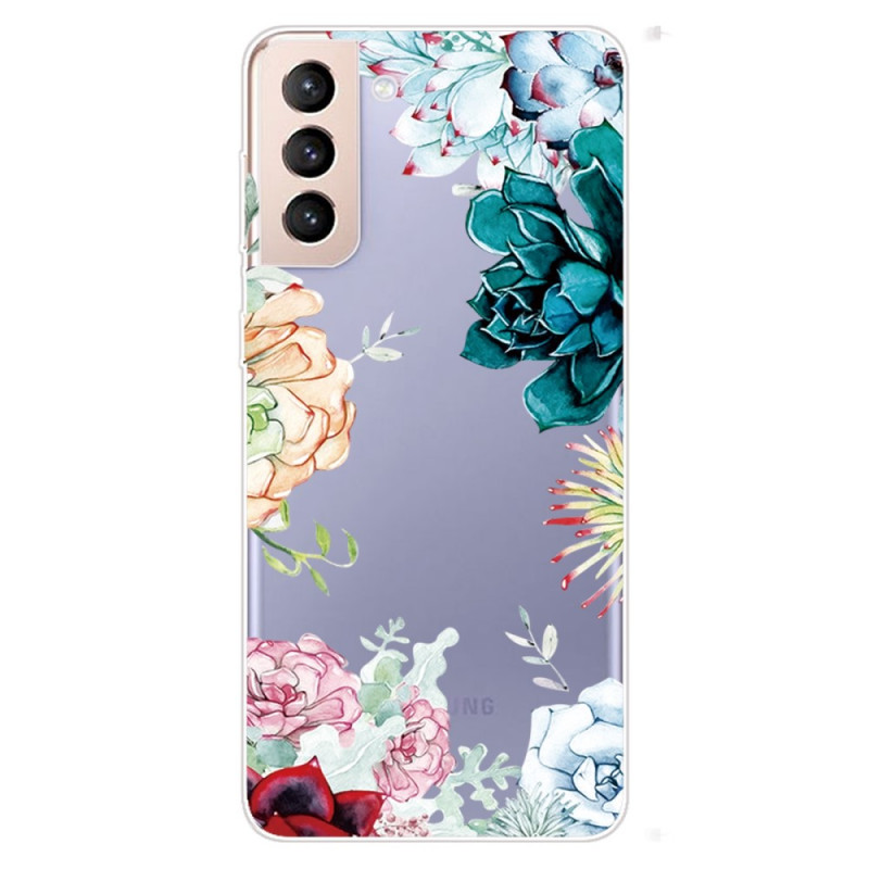 Samsung Galaxy S22 5G Hülle Transparent Aquarell Blumen