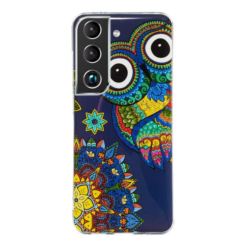 Samsung Galaxy S22 5G Cover Eule Mandala Fluoreszierend