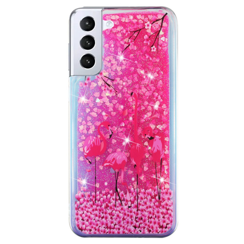 Samsung Galaxy S22 5G Glitter Flamingos Rosa Cover