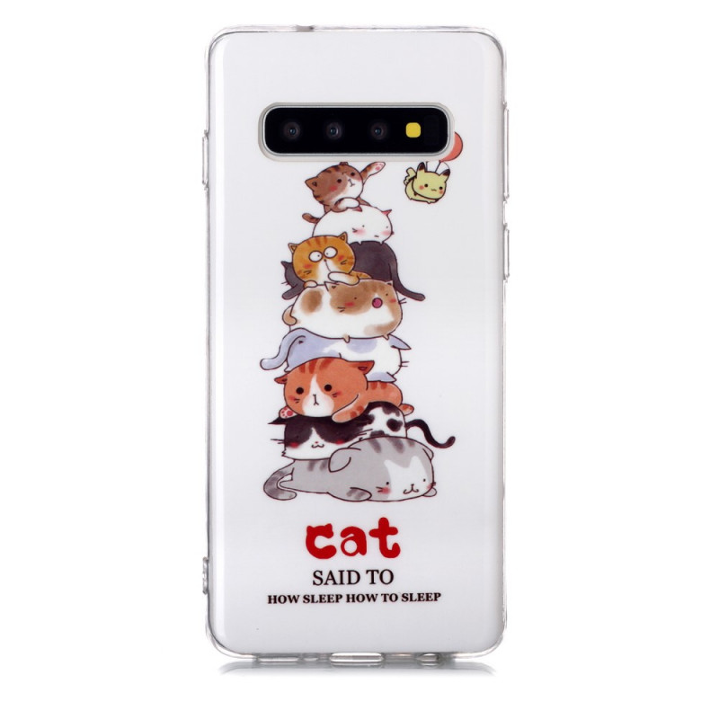 Samsung Galaxy S10 Cats Cover Fluoreszierend