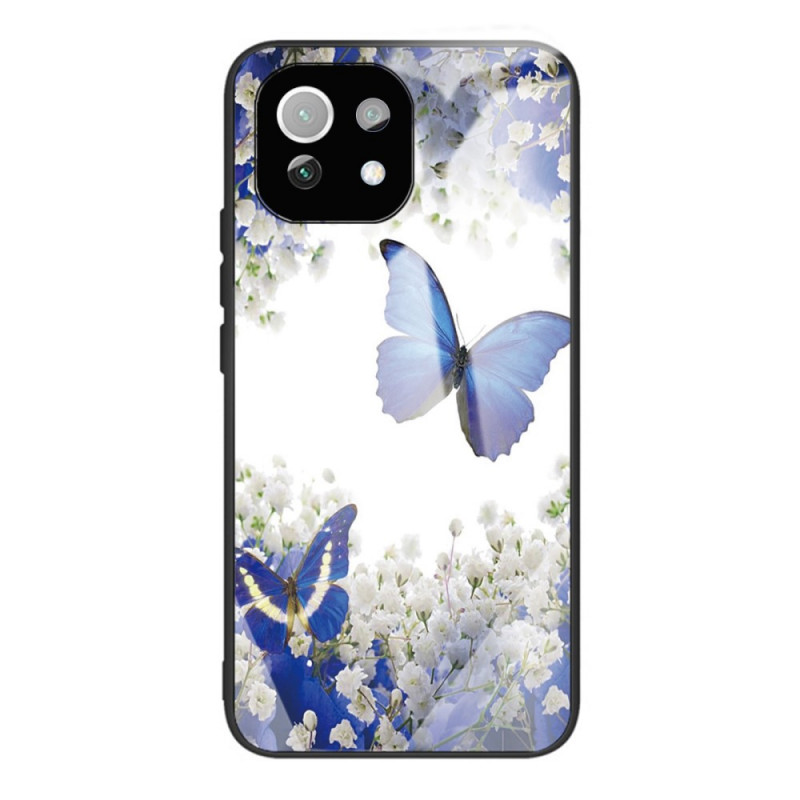 Xiaomi 11 Lite 5G NE/Mi 11 Lite 4G/5G Panzerglas Cover Blaue Schmetterlinge