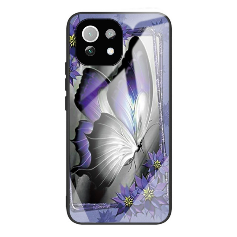Xiaomi 11 Lite 5G NE/Mi 11 Lite 4G/5G Panzerglas Cover Schmetterling Violett